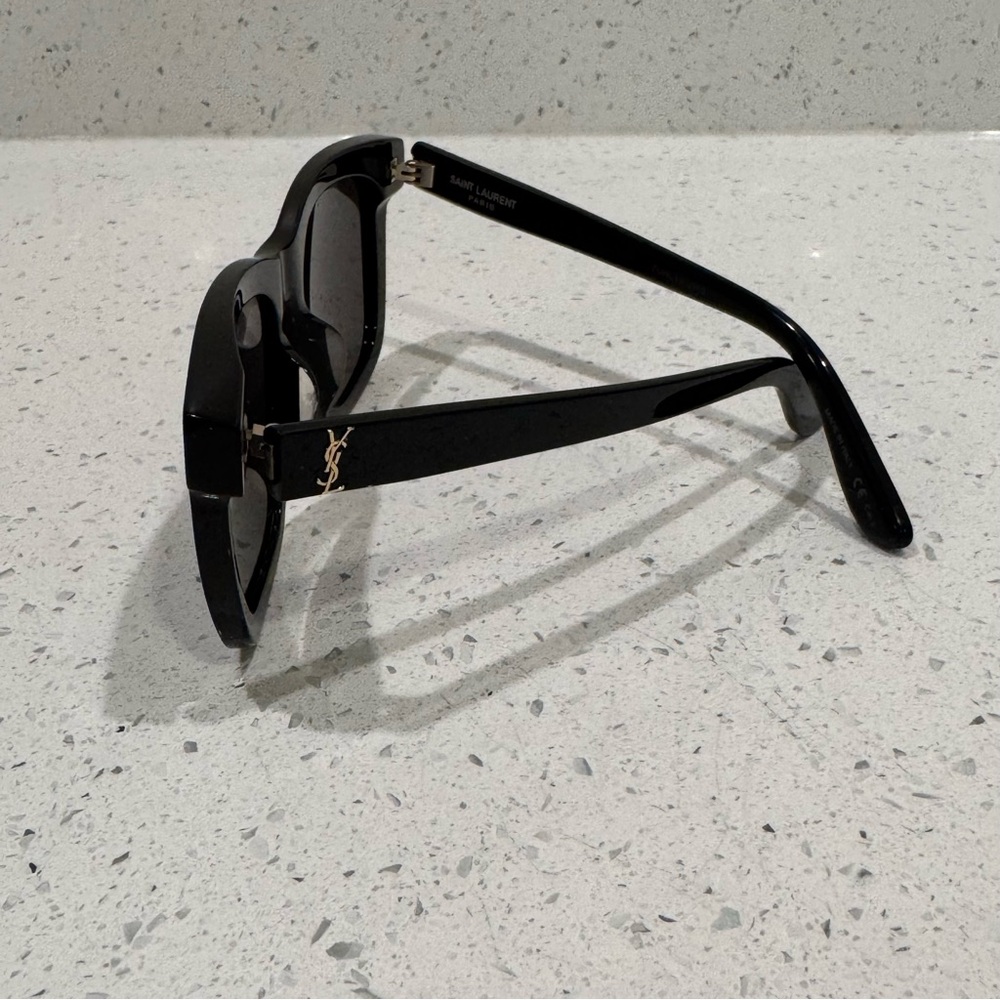 Saint Laurent YSL Black/ Gold SL M24/K Monogram 55MM Rectangular Sunglasses - Picture 9 of 14